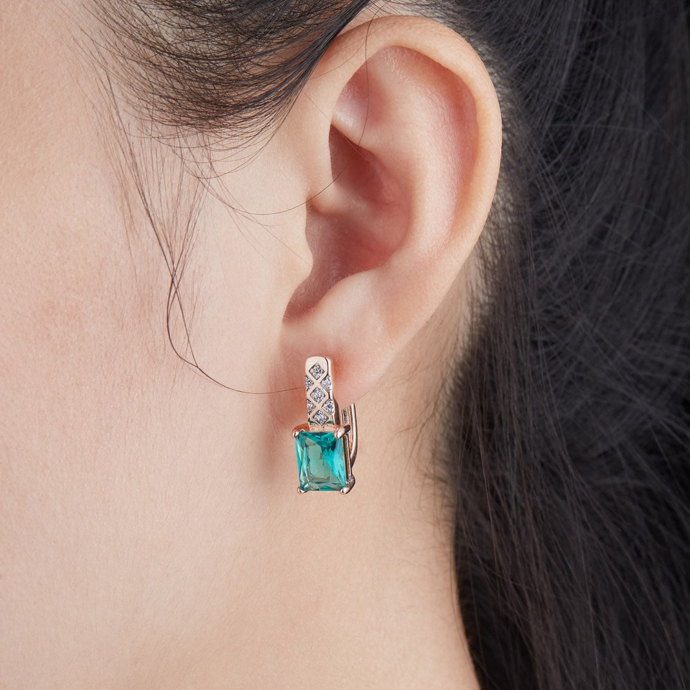 SKMEI KZCE305 boucles d'oreilles carrées en cristal bleu marine pour filles