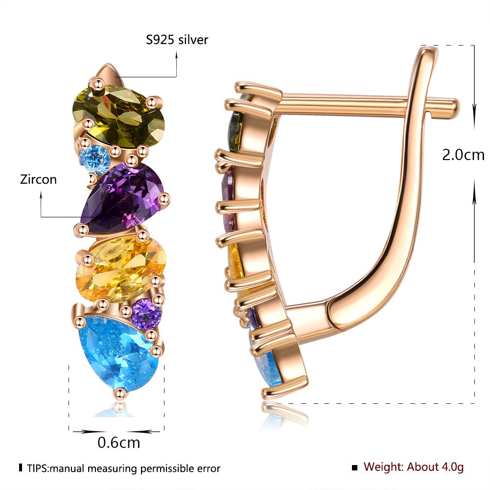 SKMEI KZCE286 Stylish Four-color Cubic Zirconia Earrings Studs for Women