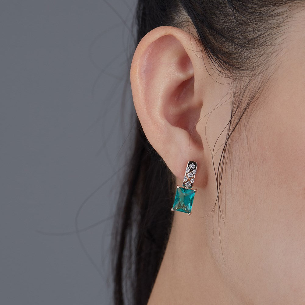 SKMEI KZCE305 boucles d'oreilles carrées en cristal bleu marine pour filles