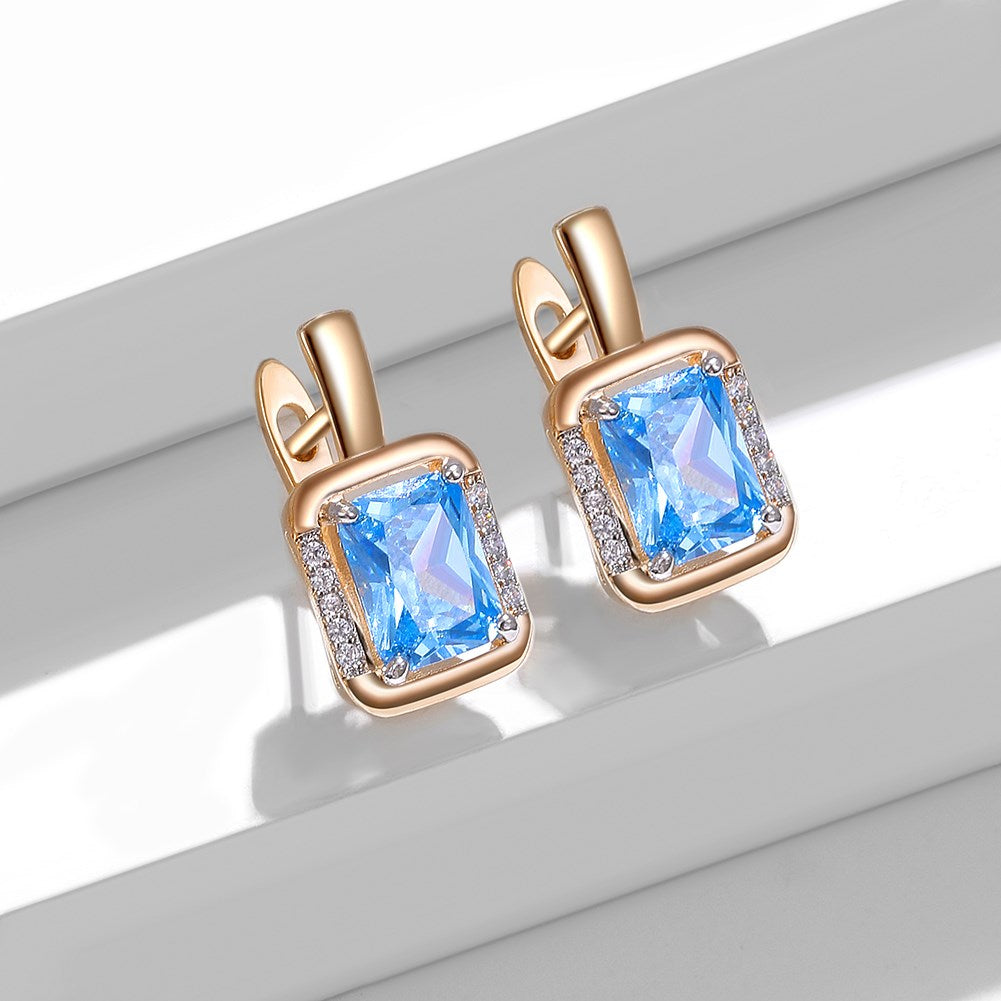SKMEI KZCE287 Cerule Blue Rectangle Earrings Studs for Women
