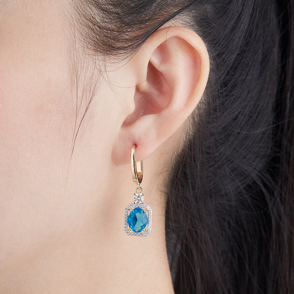 SKMEI KZCE303 Pendientes azules con diamantes para niñas