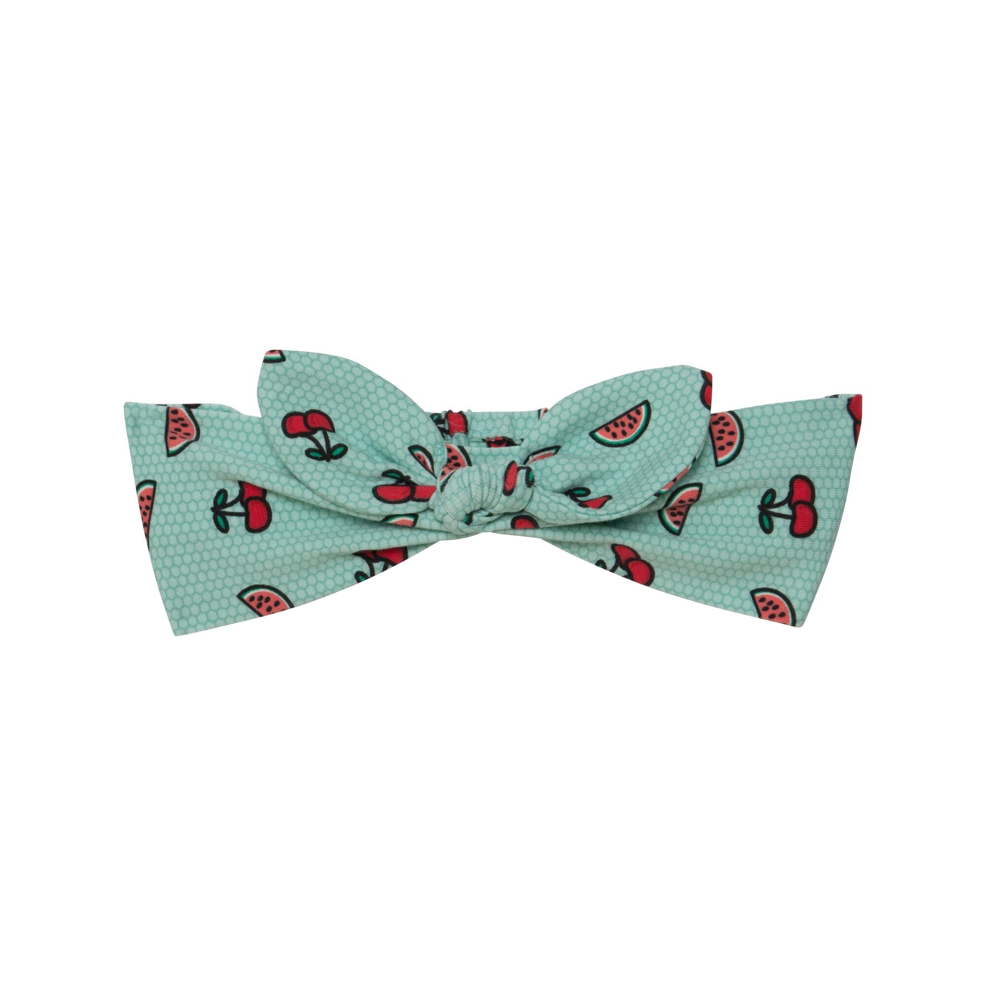 Organic Cotton Printed Knotted Headband Aqua Cherry