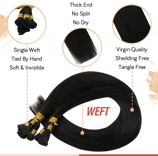 vivien virgin invisible seamless hand-tied human hair weft extension