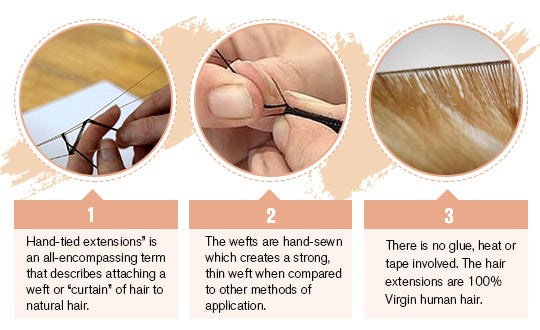 virgin handmade hair weft 100% real human hair extension