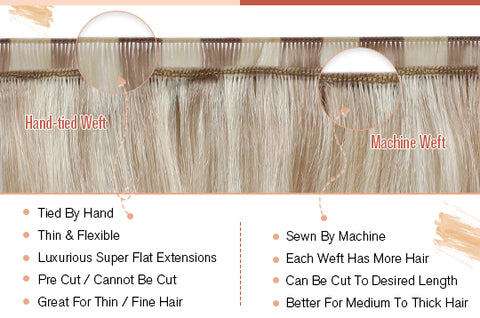 Hand-tied weft VS Machine Weft