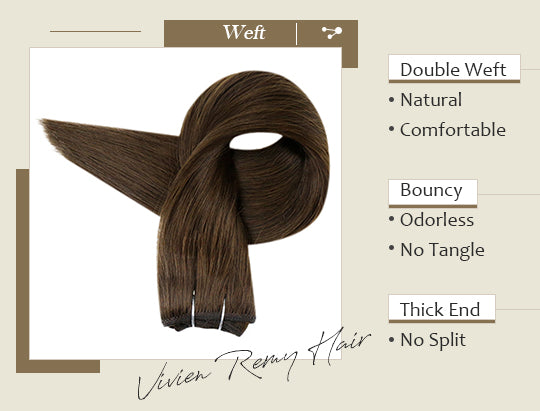 remy human hair weft solid color medium brown sew in human hair bundles