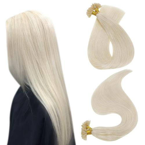 vivien remy u tip human hair extensions solid color platinum blonde silky straight high quality 50 grams per pack seamless invisible human hair blend well with your hair