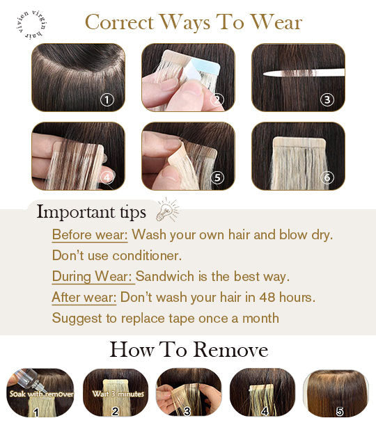 How to wear and remove injection tape in hair