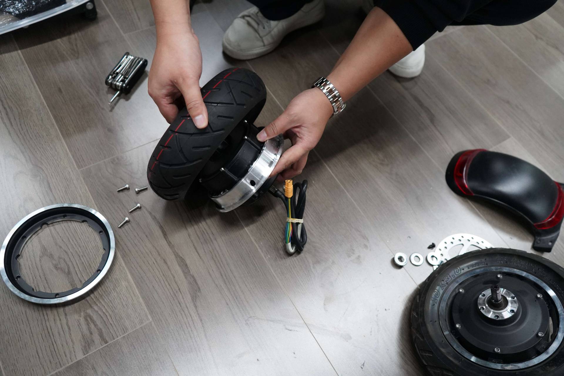 Install tire back on the Varla scooter