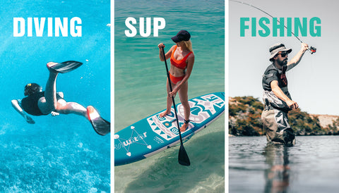 waterproof phone pouch using in diving, paddleboarding and fishing conditions