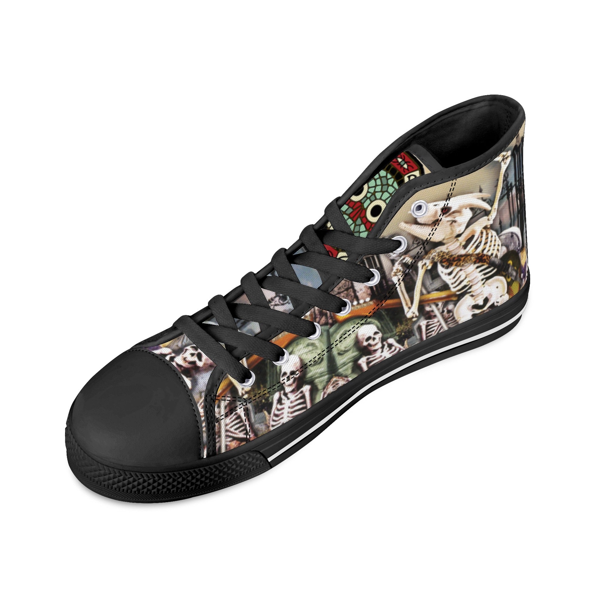 High Top Canvas Sneakers | Printed Tongue | Halloween themed Goth shoes | Spooky season Gift | Oingo Boingo style