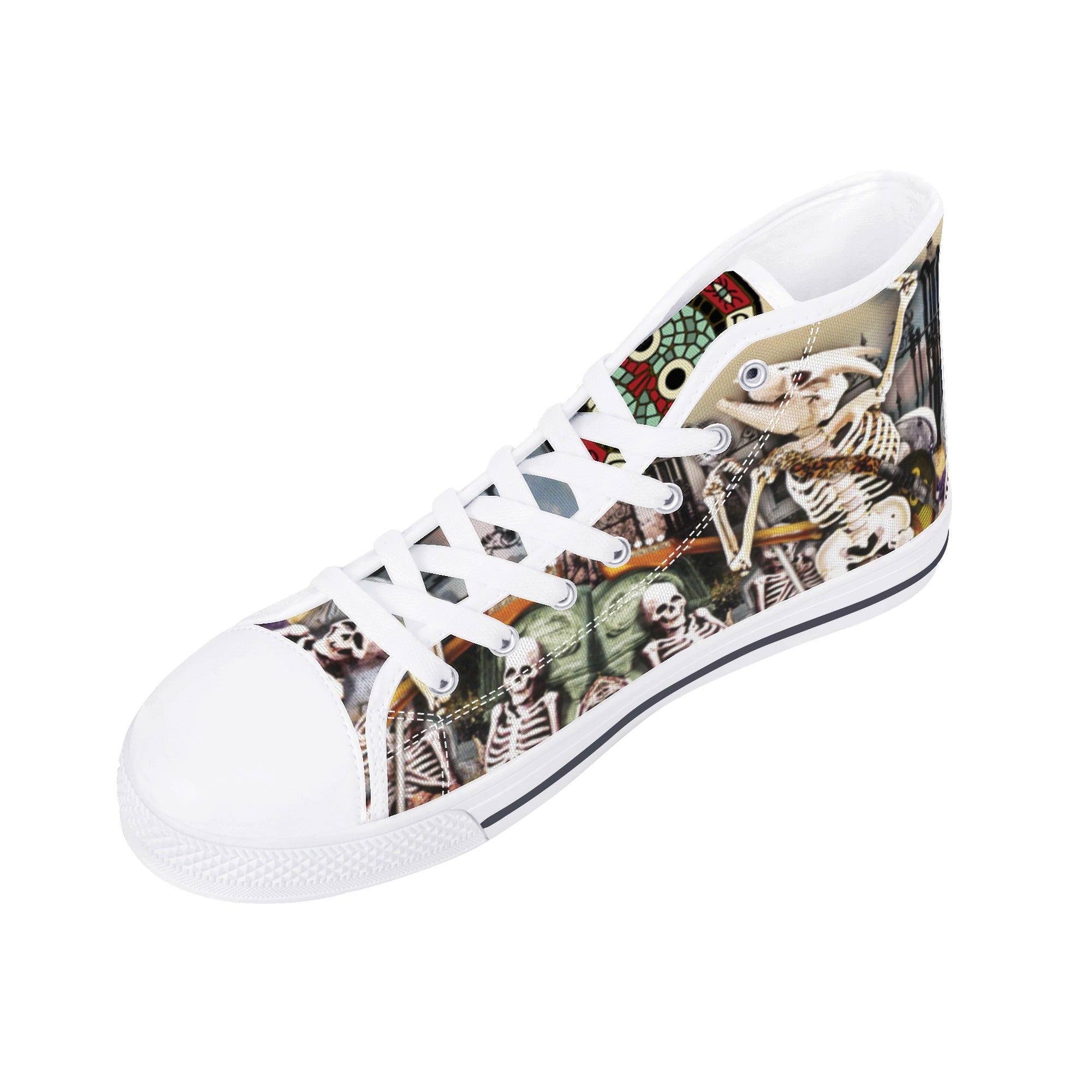High Top Canvas Sneakers | Printed Tongue | Halloween themed Goth shoes | Spooky season Gift | Oingo Boingo style