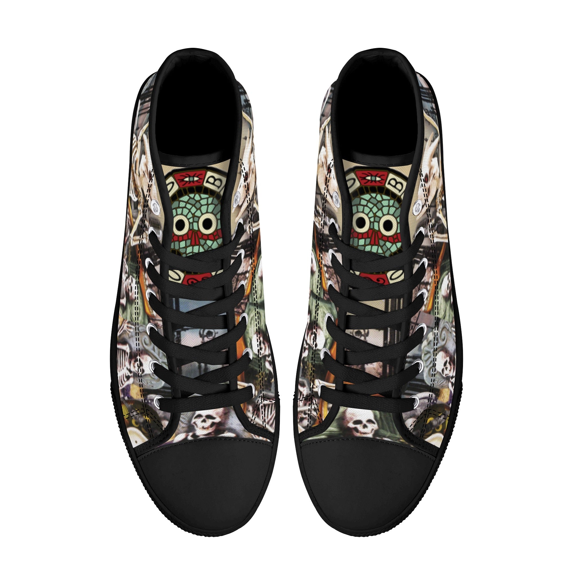 High Top Canvas Sneakers | Printed Tongue | Halloween themed Goth shoes | Spooky season Gift | Oingo Boingo style