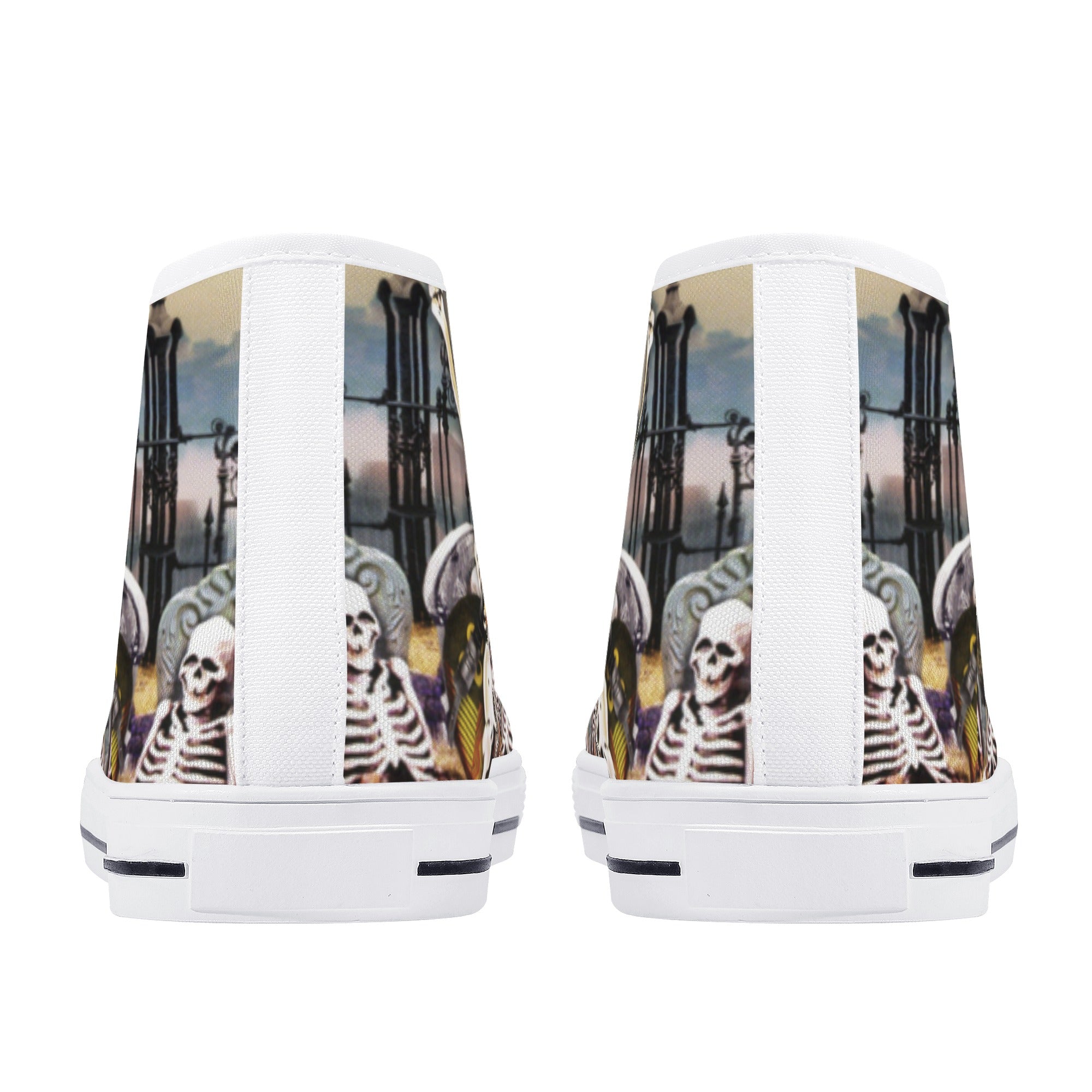 High Top Canvas Sneakers | Printed Tongue | Halloween themed Goth shoes | Spooky season Gift | Oingo Boingo style