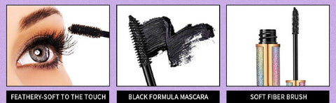 Roll over image to zoom in 4D Silk Fiber Lash Mascara, Natural Smudge-proof & Waterproof Mascara, Black Thickening Lengthening Mascara No Clumping, Fuller Lashes, Lasting All Day