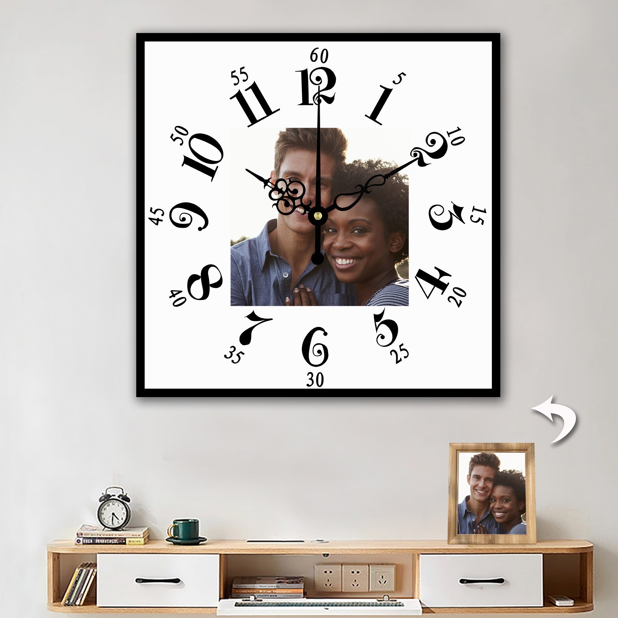 Personalized Photo Wall Clocks Customized Square Silent Gift Idea