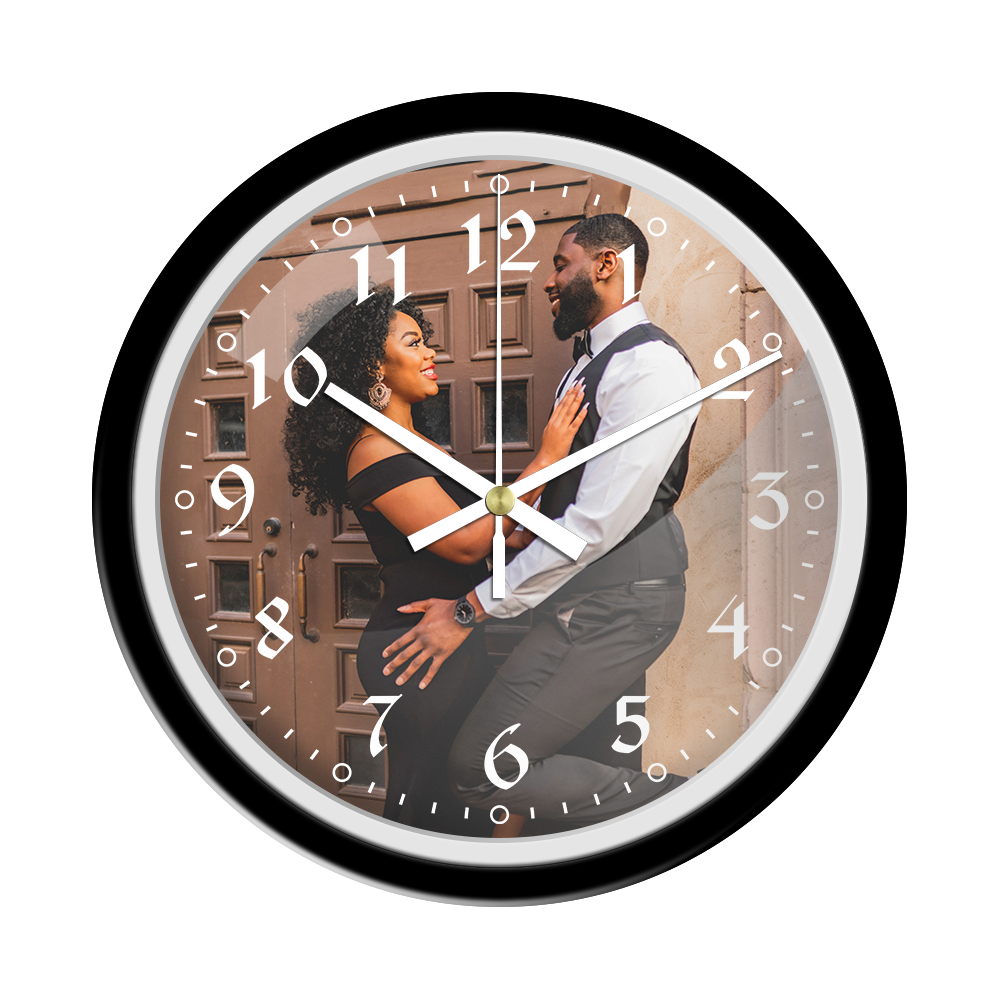 Custom Photo Hanging Wall Clock with Glass Cover with Frame Clock