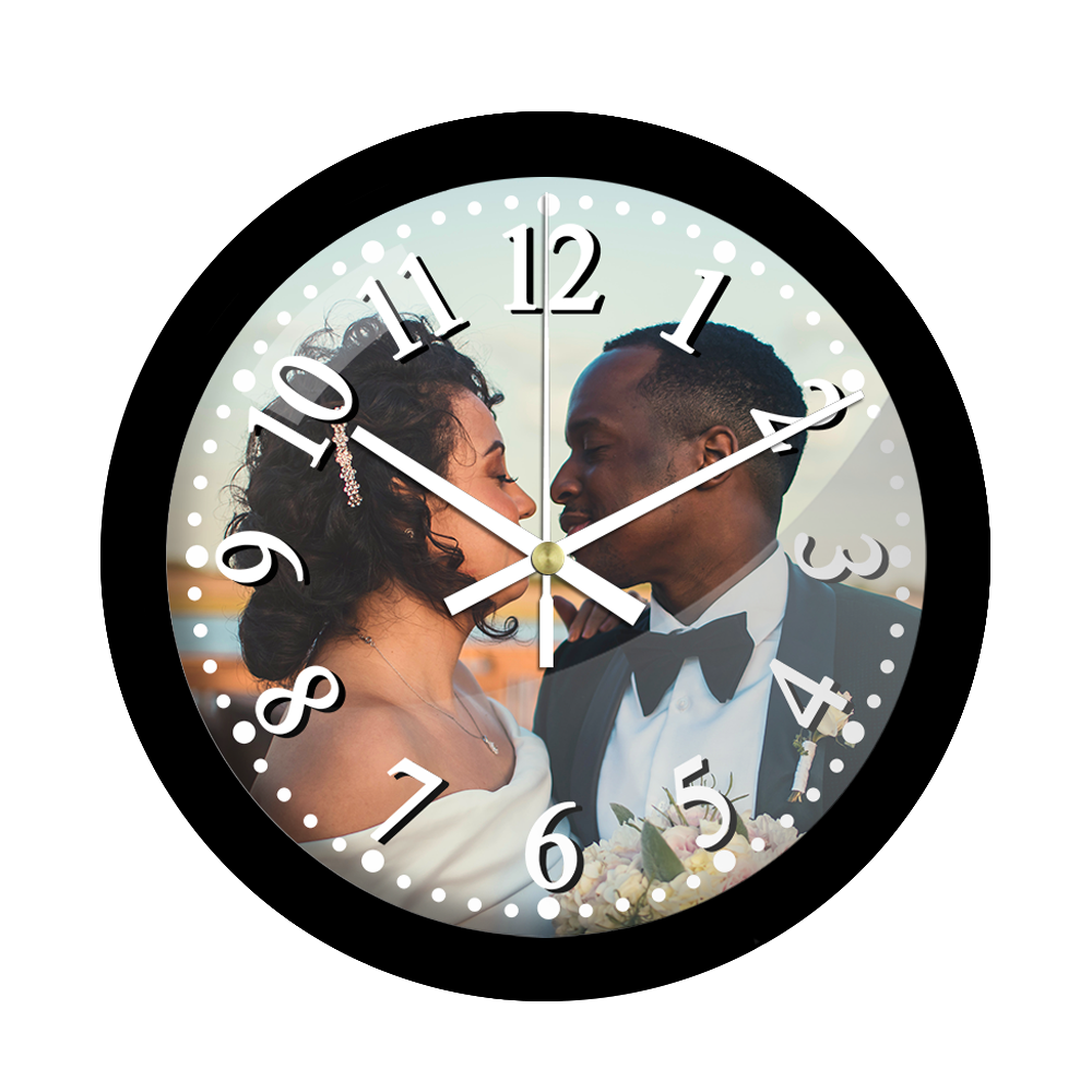 Custom Photo Hanging Wall Clock with Glass Cover with Frame Clock