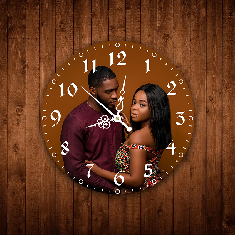 Custom Photo Wall Clock Keepsake Gift Normal Numbers Artistic Hands