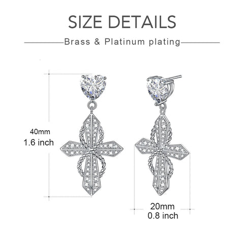 New Fashion Heart Stone Cross Drop Earrings Women Jewelry Gift - Taanaa Jewelry