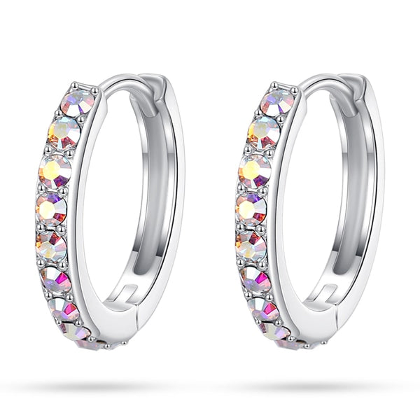 925 Sterling Silver Donut Earrings With Swarovski Crystal Jewelry Gift