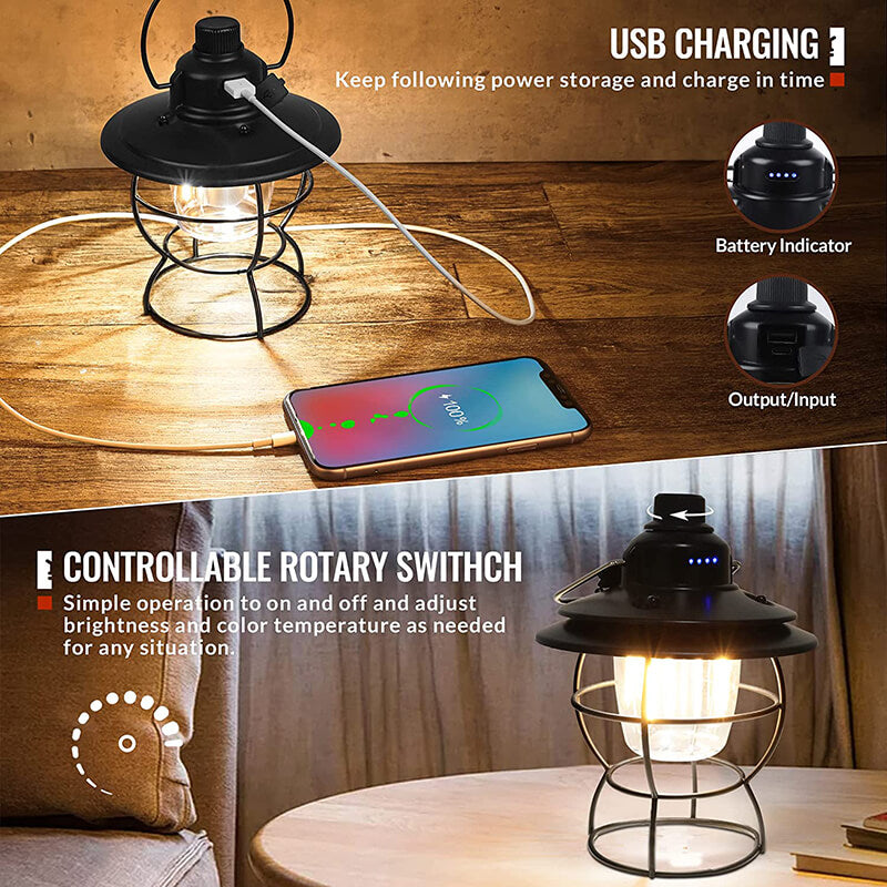 High Brightness Rechargeable LED Vintage Lantern