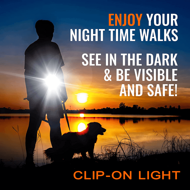 Waterproof Night Running Light With Clip On Flashlight