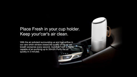 Place Fresh in your cup holder. Keep your'car's air clean. With the air pollutant surrounding us and bad airflow in our cars when window closed, the quality of the air we breath worsenes every second. AutoBot Fresh is highly capable of air-purifying up to 35m3/h. Purify the air quickly in 3 minutes.