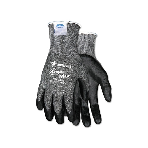 Mcr Safety Ninja Max Bi-Polymer Coated Palm Gloves, Medium, Black/Gray - 1 per PR - N9676GM