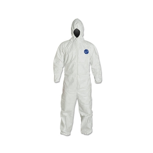 Dupont Tyvek 400 Coverall, Serged Seam, Attached Hood, Elastic Waist, Elastic Wrist And Ankle, Front Zip, Storm Flp, Wht, 2Xl, Vp - 25 per CA - TY127SWH2X0025VP