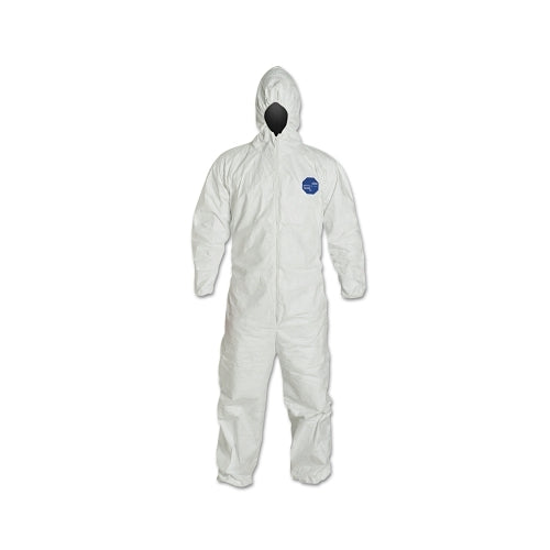 Dupont_x0099_ Tyvek 400 Coverall, Serged Seams, Attached Hood, Elastic Waist, Elastic Wrist And Ankle, Front Zip, Storm Flap, White, Large - 25 per CA - TY127SWHLG002500