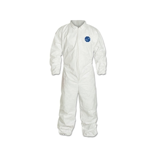 Dupont_x0099_ Tyvek 400 Coverall, Serged Seams, Collar, Elastic Waist, Elastic Wrists And Ankles, Zipper Front, Storm Flap, White, Large - 25 per CA - TY125SWHLG002500