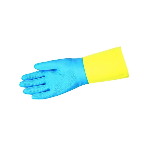 Mcr Safety Chem-Tech Neoprene Over Latex Gloves, Blue/Yellow, Large - 12 per DZ - 5409S