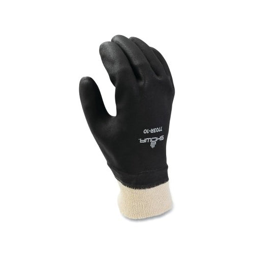 Showa 7703R General-Purpose Full Pvc Coated Gloves, Cotton Jersey Liner, Rough Grip, Size 10, Black - 1 per DZ - 7703R10