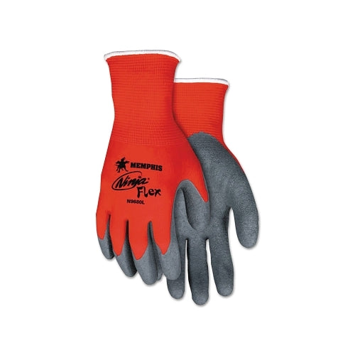 Mcr Safety Ninja Flex Palm/Fingertip Latex-Coated Work Gloves, Gray/Red - 12 per DZ