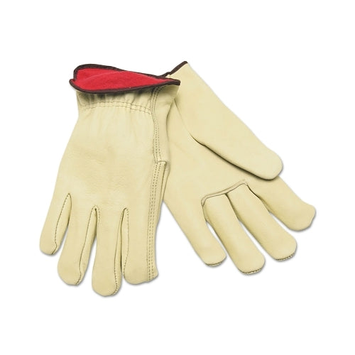 Mcr Safety Drivers Gloves, Premium Grade Cowhide, Large, Red Fleece Lining - 1 per PR - 3250L