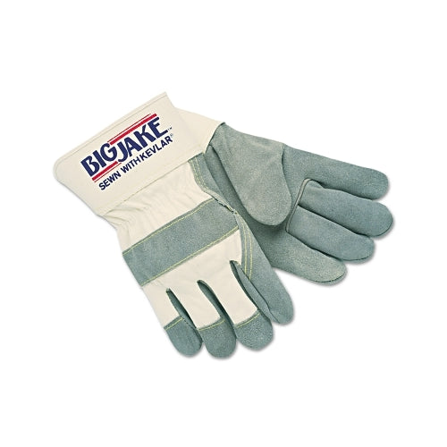 Mcr Safety Big Jake Premium A+ Side Leather Single-Palm Work Gloves, Xl, Chrome/Wh, 2-3/4 Inches Cuff, Jersey Palm Lining, 1700 - 12 per DOZ - 1700XL