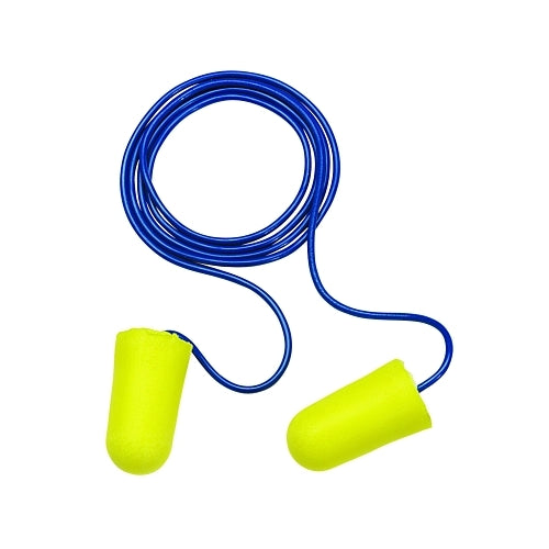 3M E-A-R Taperfit 2 Foam Earplugs, Polyurethane, Yellow, Corded, Regular - 200 per BX - 7000002312