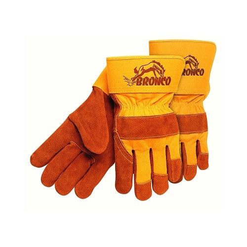 Mcr Safety Premium Side Split Cow Gloves, Large, Select A Side Leather, Rust/Orange - 12 per DOZ - 1680