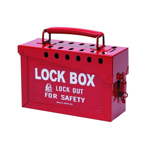 Brady Lock Box, 6 Inches H X 9 Inches L X 3.5 Inches W, Steel, Red - 1 per EA - 65699