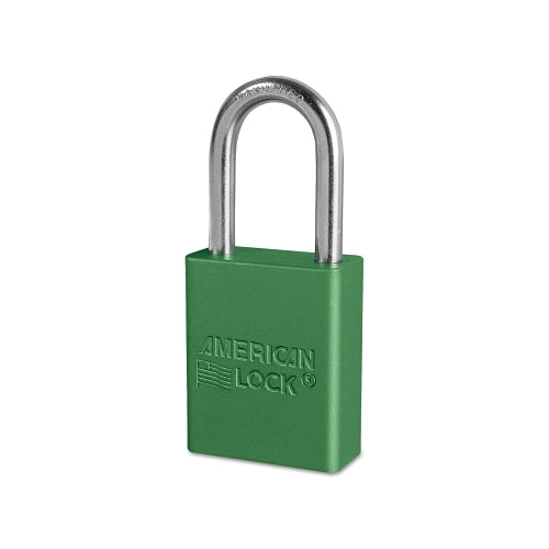 American Lock Solid Aluminum Padlock, 1/4 Inches Dia, 1-1/2 Inches L X 3/4 Inches W, Green - 1 per EA - A1106GRN