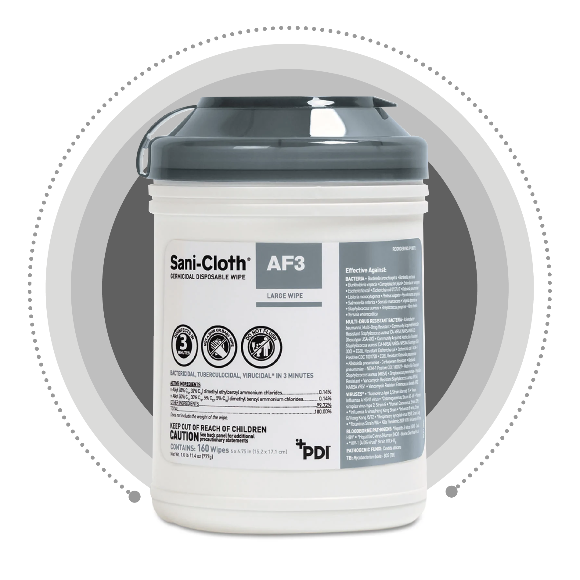 Sani-Cloth AF3 P13872 Alcohol-Free Disposable Disinfectant Wipes