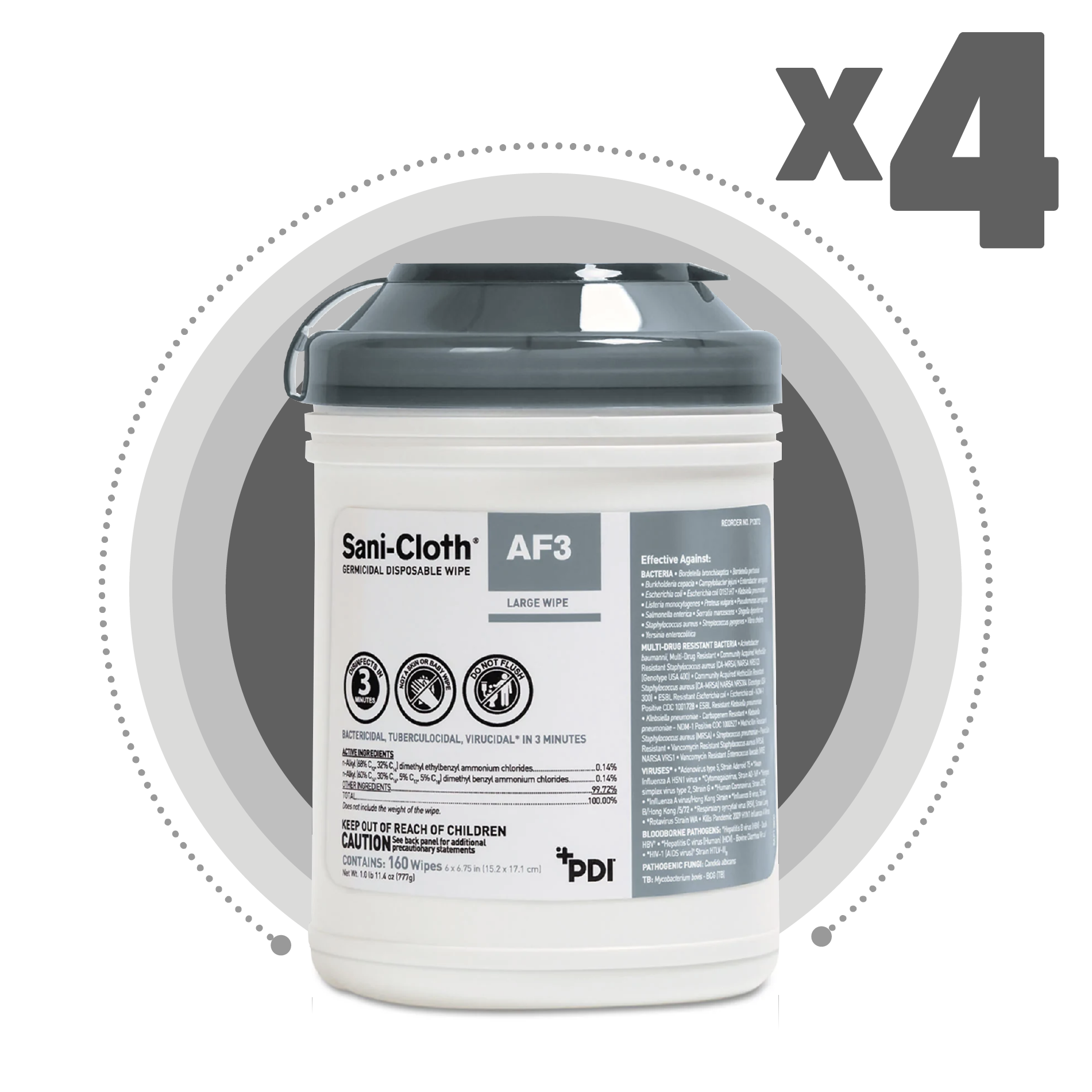 Sani-Cloth AF3 P13872 Alcohol-Free Disposable Disinfectant Wipes