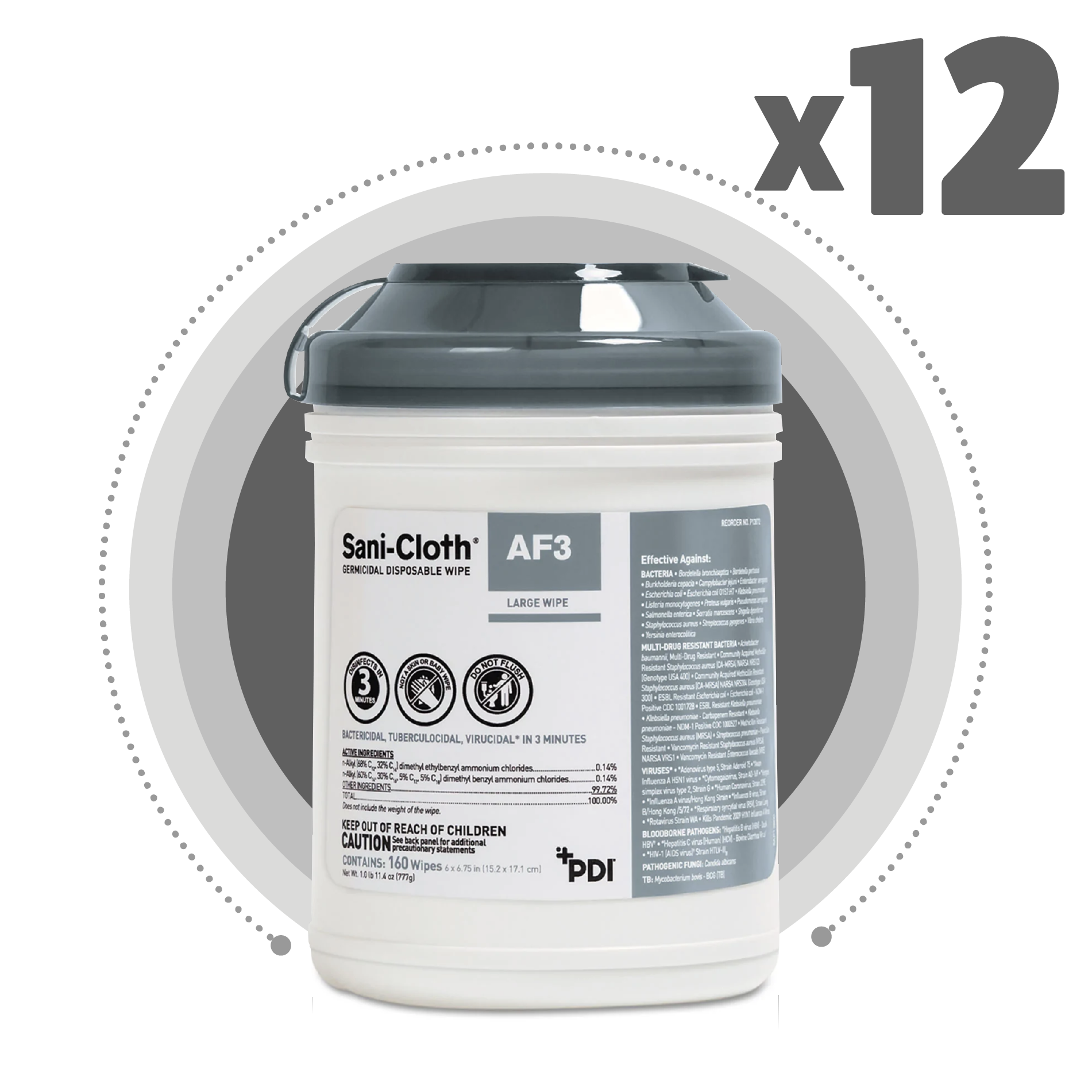 Sani-Cloth AF3 P13872 Alcohol-Free Disposable Disinfectant Wipes