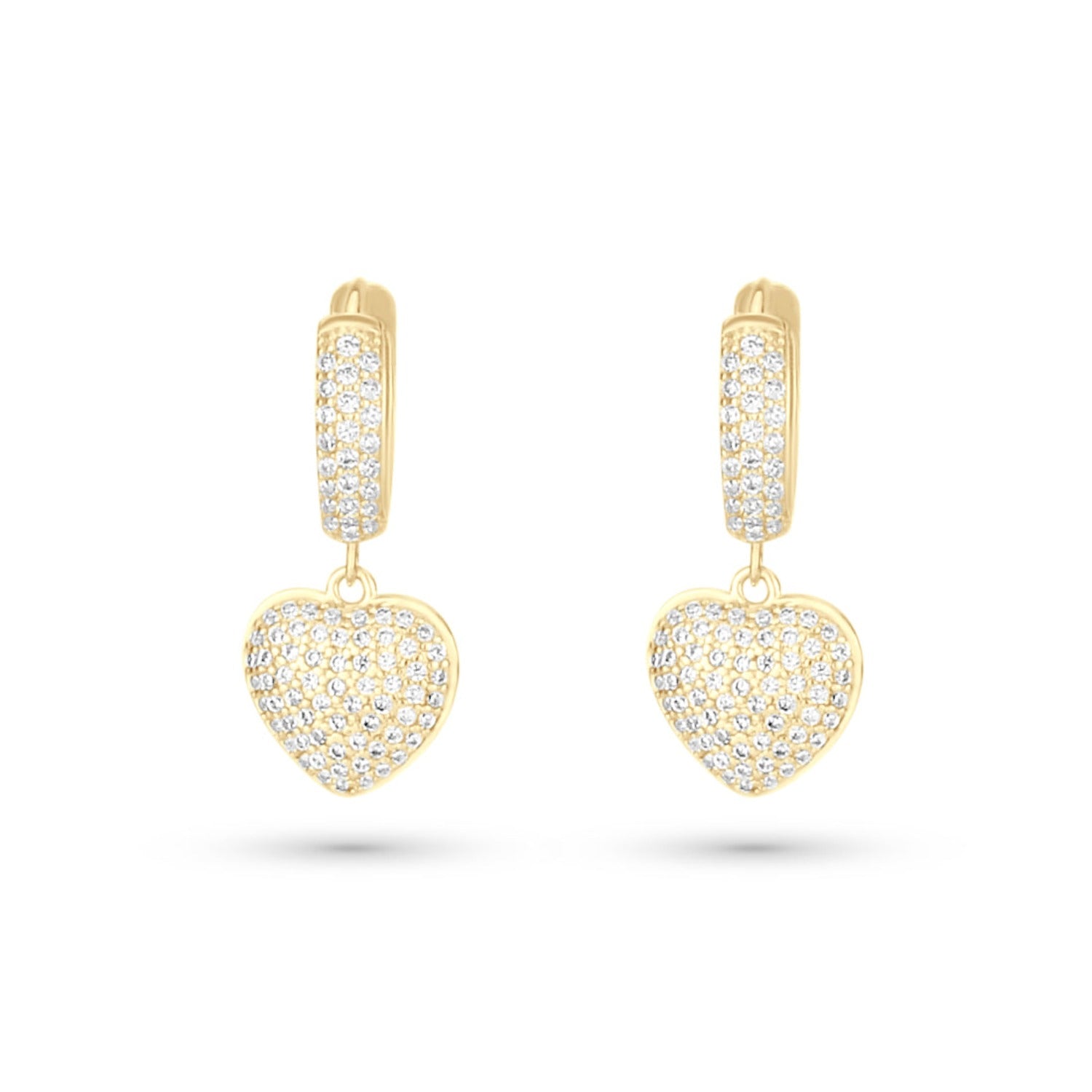 Pave Heart Dangling Earrings