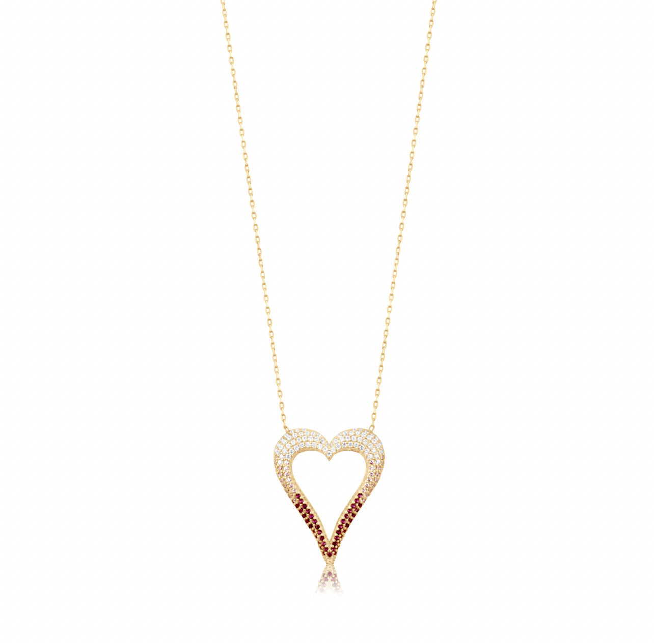 Pave Ombre Cut Out Heart Necklace