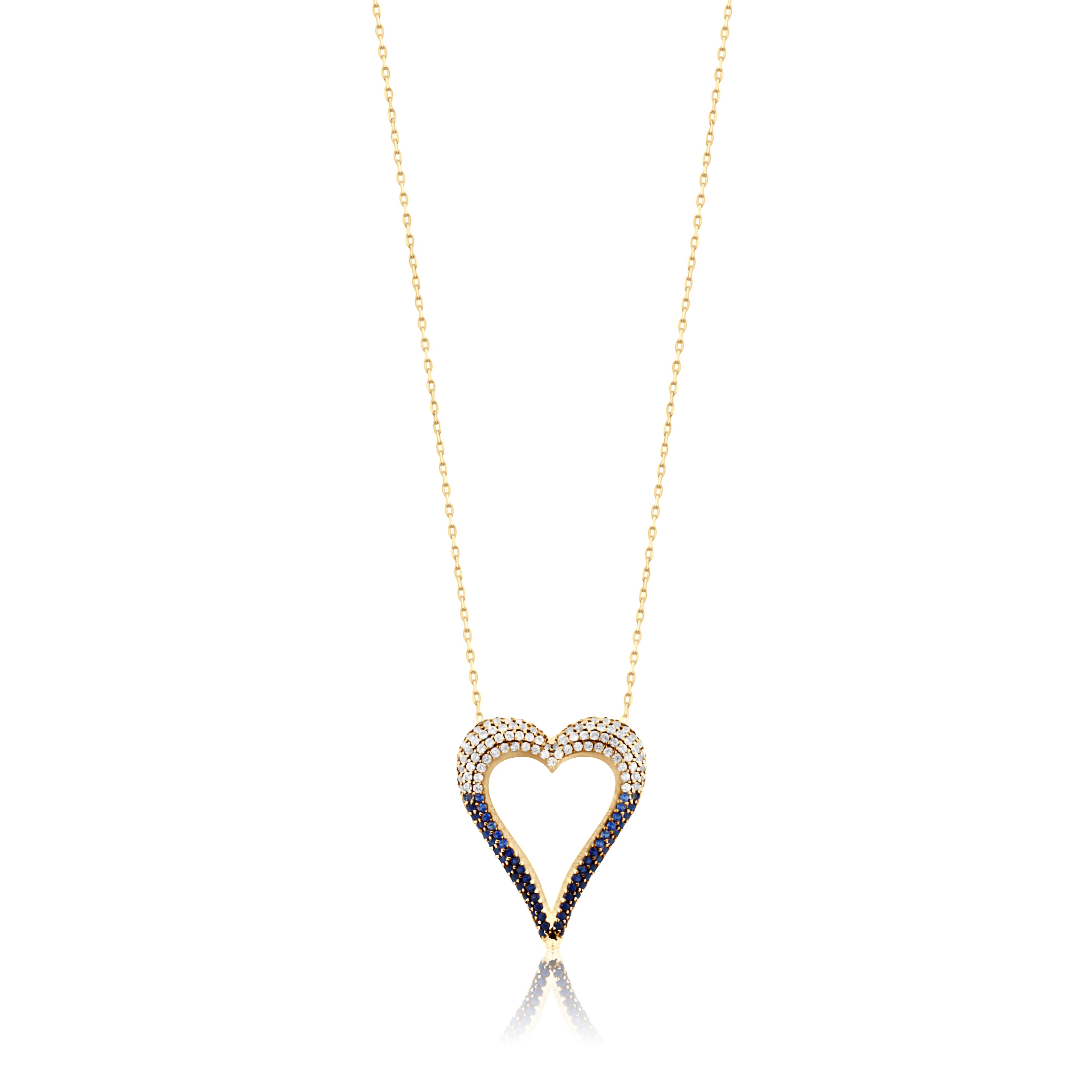 Pave Ombre Cut Out Heart Necklace