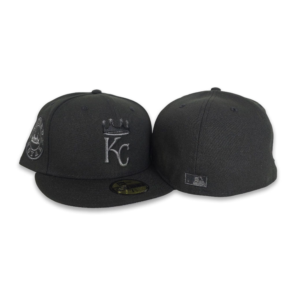 Black Kansas City Royals Gray Bottom Raised Royal Side Patch New Era 59Fifty Fitted