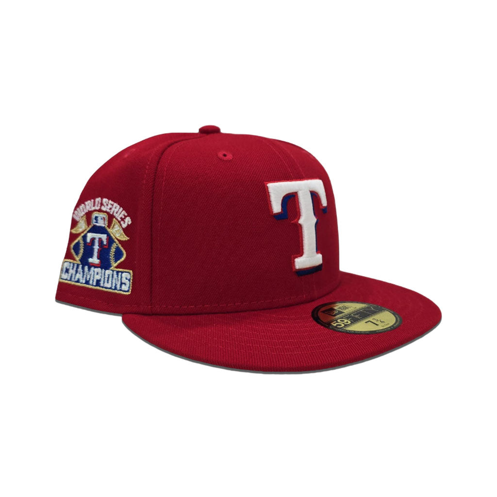 Red Texas Rangers Gray Bottom 2023 World Series Champions Side Patch New Era 59Fifty Fitted
