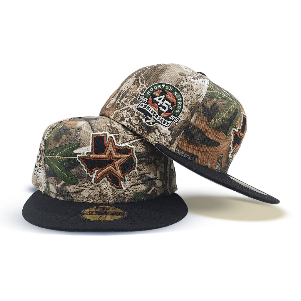 Real Tree Camo Houston Astros Black Visor Gray Bottom 45th Anniversary Side Patch New Era 59Fifty Fitted